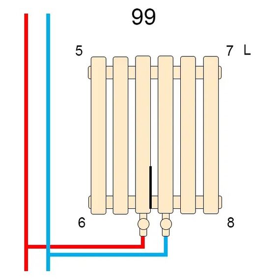 Вертикальний радіатор Betatherm Praktikum 2 1800x425 (Чорний RAL9005М, підк. №99), Колір: Чорний, Висота: 1800, Довжина: 425, Трубність: 2 трубний, зображення 3