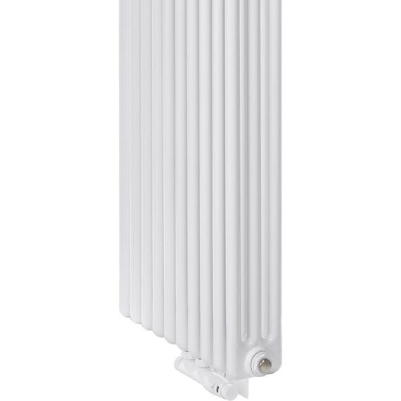 Високий радіатор Luxrad Columnus 3 2000х450, підкл.D 107, Білий, Колір: Білий, Висота: 2000, Довжина: 450, Трубність: 3 трубний, Підключення точне: Нижнє: Центральне, зображення 4
