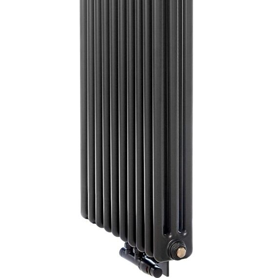 Високий радіатор Luxrad Columnus 3 2000х450х107, нижнє підключення, RAL 7016 антрацит, Висота: 2000, Довжина: 450, Трубність: 3 трубний, зображення 3