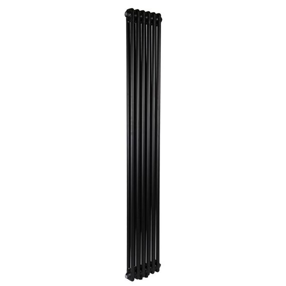 Трубчастий радіатор Warm Well Column 2 1800x290 (Чорний, підкл. нижнє) 6 секцій, Колір: Чорний, Висота: 1800, Довжина: 290, Трубність: 2 трубний, Підключення: Нижнє, Обігріваєма площа: 11, Тепловіддача, 75/65 (Δ 50): 840, зображення 2