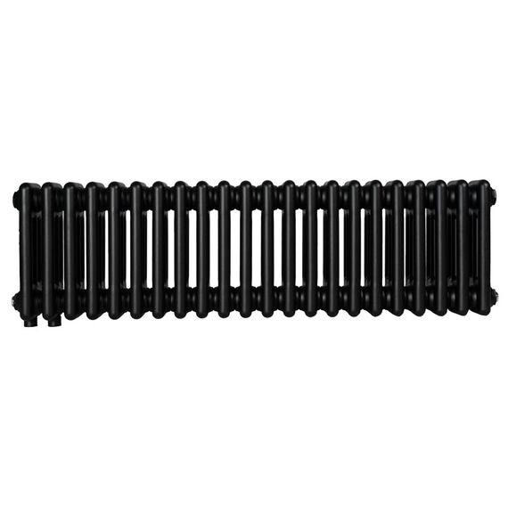 Трубчастий радіатор Warm Well Column 3 300x1010 (Чорний підкл. нижнє) 22 секцій, Колір: Чорний, Висота: 300, Довжина: 1010, Підключення: Нижнє, Обігріваєма площа: 10