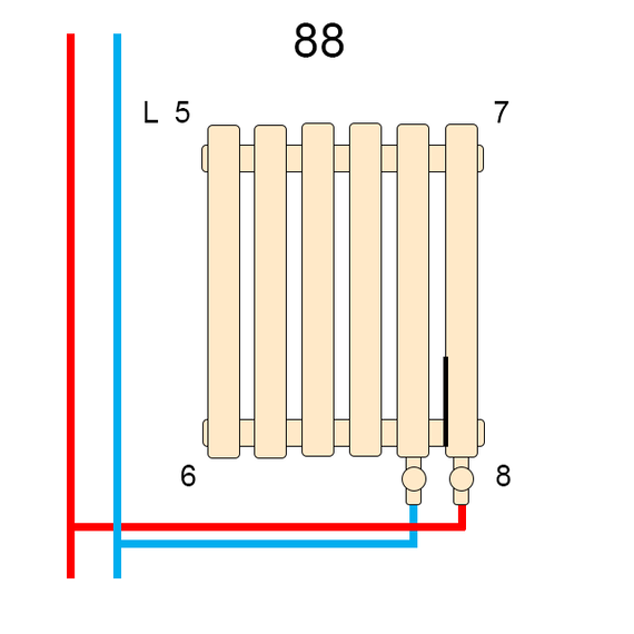 Трубчастий радіатор Warm Well Column 3 300x1190 (Чорний підкл. нижнє) 26 секцій, Колір: Чорний, Висота: 300, Довжина: 1190, Підключення: Нижнє, Обігріваєма площа: 11, зображення 6