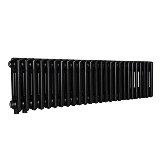 Трубчастий радіатор Warm Well Column 3 300x1190 (Чорний підкл. нижнє) 26 секцій, Колір: Чорний, Висота: 300, Довжина: 1190, Підключення: Нижнє, Обігріваєма площа: 11, зображення 2