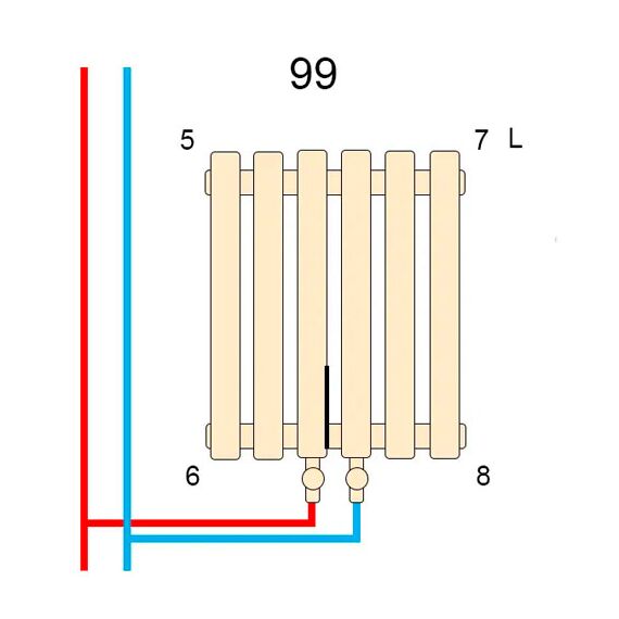 Вертикальний радіатор Betatherm Praktikum 1 1800x387 (Чорний RAL9005М, підк. №99), Колір: Чорний, Висота: 1800, Довжина: 387, Трубність: 1 трубний, зображення 2